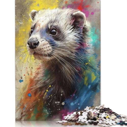 Ferret Painting Puzzle 1000 Teile Schwer Puzzle Spielzeug Pädagogisches Spiel Impossible Herausforderung Spielzeug Für Erwachsene Kinder 1000pcs (75x50cm) von QBIREX