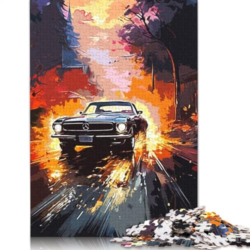 Feuerauto auf der Straße, Puzzle, DIY-Spiel, rechteckiges Papierpuzzle für Jungen oder Mädchen, Geburtstagsgeschenk, 1000 Teile (26 x 38 cm) von QBIREX