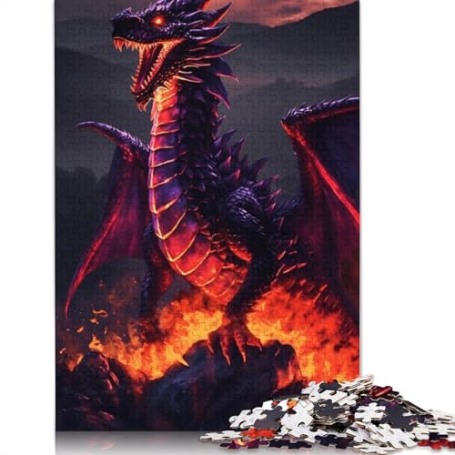 Feuerdrachenlord, 1500-teiliges Puzzle für Erwachsene, 100% recycelte Holzplatte, schwierige Puzzles für Frauen und Männer, 1500 Teile (85 x 57 cm) von QBIREX