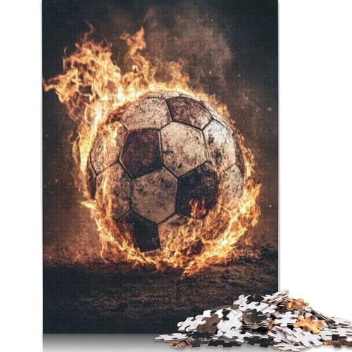 Feuriges Fußball-Puzzle, 100% recycelter Karton, für Jungen oder Mädchen, 1000 Teile (75 x 50 cm) von QBIREX