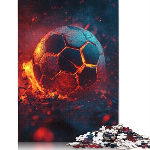 Feuriges Fußball-Puzzle-Spielzeug, Lernspiel, Premium-Karton-Puzzle für Erwachsene und Kinder, 1000 Teile (26 x 38 cm) von QBIREX