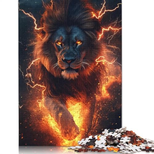 Fiery Lion Puzzles 1000 Teile Schwer Puzzle Spielzeug Pädagogisches Spiel Impossible Herausforderung Spielzeug Für Erwachsene Und Kinder in Bewährter 1000pcs (40x28cm) von QBIREX