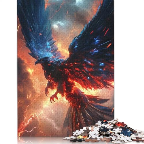 Fiery Phoenix Puzzle, einzigartiges rechteckiges Papierpuzzle zur Heimdekoration für Erwachsene und Teenager, Muttertagsgeschenke, 1000 Teile (38 x 26 cm) von QBIREX