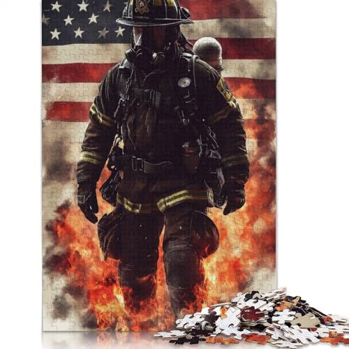 Firefighter in Flames Puzzles 1000 Teile Schwer Puzzle Spielzeug Lernspiel Impossible Herausforderungsspielzeug Für Erwachsene Und Kinder in Bewährter 1000pcs (38x26cm) von QBIREX