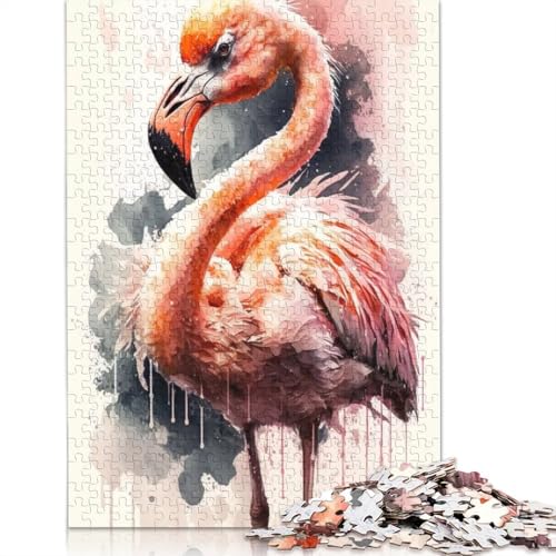 Flamingo-Aquarell-Skizzen-Puzzle für Erwachsene, herausfordernd und knifflig, Puzzles für Erwachsene für Jungen oder Mädchen, 520 Teile (52 x 38 cm) von QBIREX