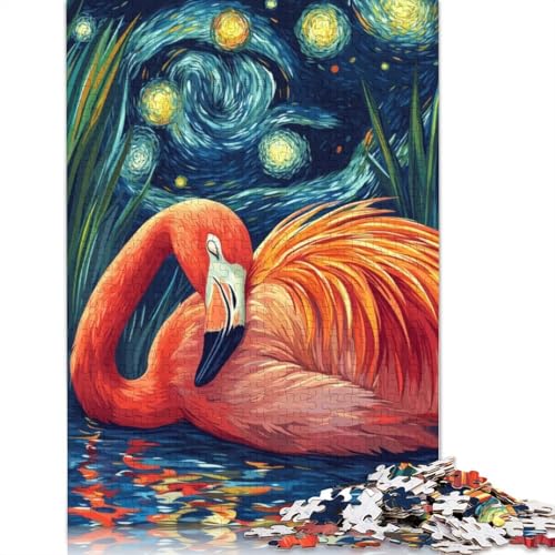 Flamingo-Nachthimmel-Puzzles für Erwachsene, 1000 Teile, Holzpuzzles für Teenager, Geschenke, Lernspiel für Erwachsene und Teenager, 1000 Stück (75 x 50 cm) von QBIREX