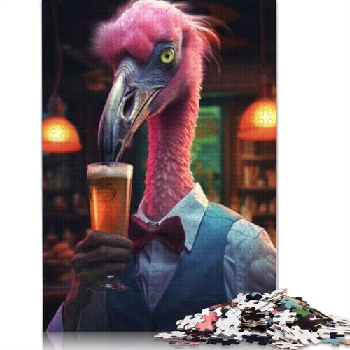 Flamingo an der Bar, Puzzle, 100% recycelter Karton, 100% recycelter Karton, Puzzle für Jungen oder Mädchen, 1000 Teile (75 x 50 cm) von QBIREX