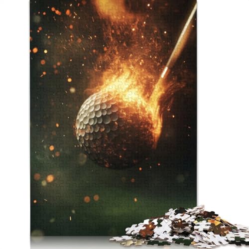 Flammendes Golfball-Puzzle, kreative Spiele, 100% recycelter Karton, Puzzle für Erwachsene, 1000 Teile (75 x 50 cm) von QBIREX