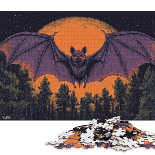 Fledermaus-Puzzle, Denksportaufgabe, 100% recycelter Karton, Puzzle für Frauen und Männer, Muttertagsgeschenke, 70 x 50 cm/1000 Teile Fledermaus-Puzzle, Denksportaufgabe, 100% recycelter Karton, Puzzle für Frauen und Männer, Muttertagsgeschenke, 70 x 50 cm/1000 Teile von QBIREX