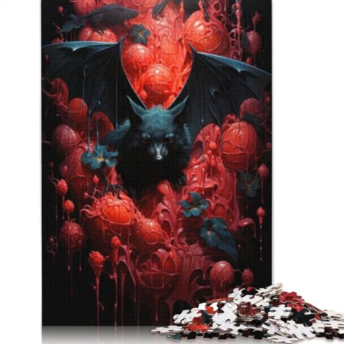 Fledermaus- und Blutpuzzle für Erwachsene, Lernspiel, Puzzle-Geschenke für Kinder ab 12 Jahren, 1000 Teile (75 x 50 cm) von QBIREX