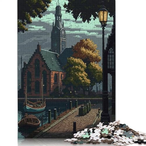 Flensburg Pixel Art Puzzle 1000-teilige Schwer Puzzle Spielzeug Lernspiel Impossible Herausforderungsspielzeug Für Erwachsene Und Kinder in Bewährter 1000pcs (75x50cm) von QBIREX