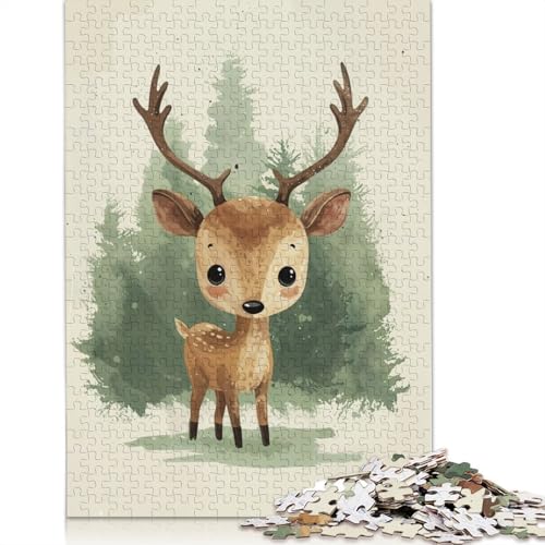Forest Prince Hirsch-Puzzle, Lernspiele, Familienaktivitäten, Premium-Karton-Puzzle für Frauen und Männer, 1000 Teile (75 x 50 cm) von QBIREX