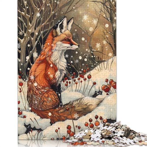 Fox in Winter Wonderland Art Nouveau Puzzle 1000 Teile Schwer Puzzle Spielzeug Lernspiel Impossible Herausforderungsspielzeug Für Erwachsene Und Kinder in Bewährter 300pcs (40x28cm) von QBIREX
