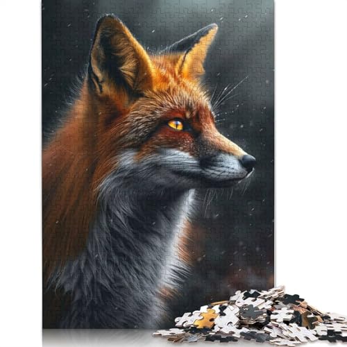 Fox with Yellow Eyes Puzzle 520 Teile Schwer Puzzle Spielzeug Lernspiel Impossible Herausforderung Spielzeug Für Erwachsene Kinder 520pcs (52x38cm) von QBIREX