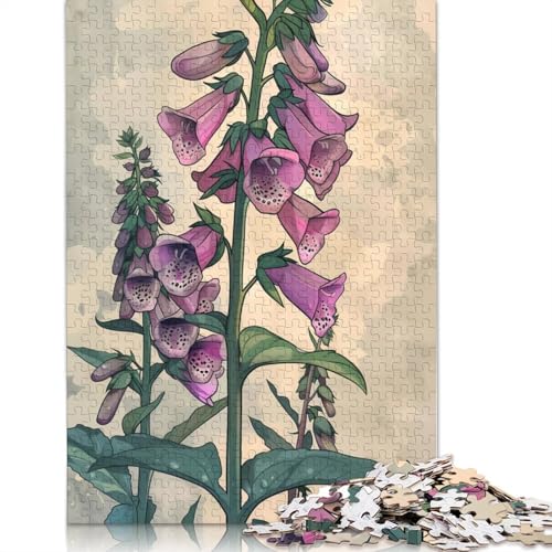 Foxglove Flower Puzzles 1000-teilige Schwer Puzzle Spielzeug Lernspiel Impossible Herausforderungsspielzeug Für Erwachsene Kinder 300pcs (40x28cm) von QBIREX
