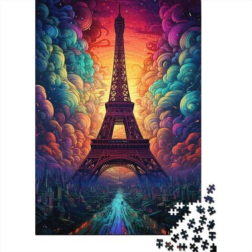 Frankreich Eiffelturm32 Puzzlespaß Premium-Karton-Puzzle für Jungen oder Mädchen, 1000 Teile (75 x 50 cm) von QBIREX