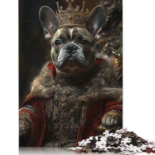 Französische Bulldogge Monarch Puzzle Lernspiele Familienaktivitäten Premium-Karton-Puzzle für Frauen Männer 1000 Teile (26 x 38 cm) von QBIREX
