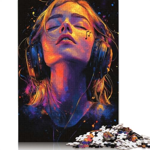 Frau hört Musik, Puzzle, Dekompressionsspielzeug, 100% recycelter Karton, Puzzle für Erwachsene, Teenager, Vatertagsgeschenke, 1000 Teile (26 x 38 cm) von QBIREX