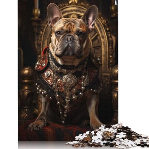 French Bulldog The King Puzzle 1000-teilige Schwer Puzzle Spielzeug Lernspiel Impossible Herausforderungsspielzeug Für Erwachsene Und Kinder Ab 12 Jahren 1000pcs (75x50cm) von QBIREX