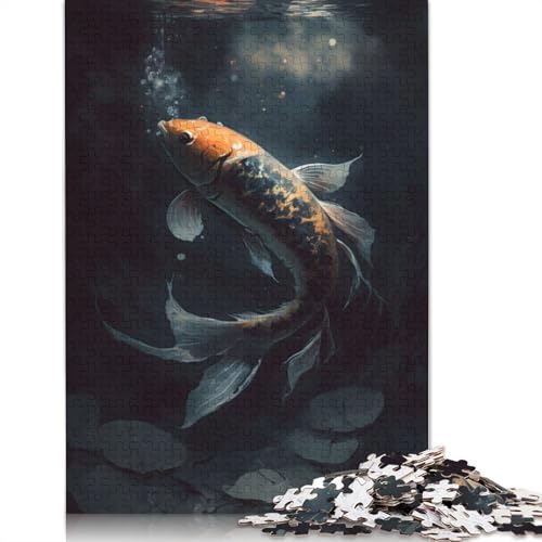 Friedliches Schwimmen von Koi-Fischen, 520-teiliges Puzzle für Erwachsene, anspruchsvolle und knifflige schwierige Puzzles für Erwachsene und Kinder, 520 Teile (52 x 38 cm) von QBIREX