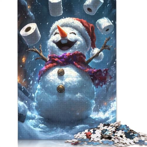 Fröhlicher Schneemann mit Toilettenpapier-Puzzle, 100% recycelter Karton, Premium-Karton-Puzzle für Erwachsene und Kinder, 1000 Teile (38 x 26 cm) von QBIREX