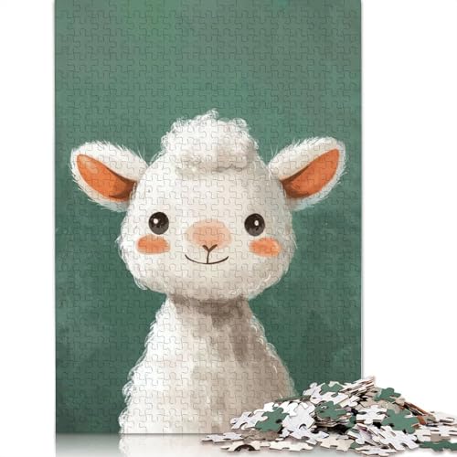 Fröhliches Alpaka-Porträt-Puzzle, 100% recycelter Karton, 100% recycelter Karton, Puzzle für Jungen oder Mädchen, 1000 Teile (75 x 50 cm) von QBIREX