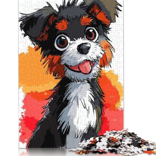 Fröhliches Welpen-Puzzle, DIY-Spiel, rechteckiges Papierpuzzle für Jungen oder Mädchen, Geburtstagsgeschenk, 1000 Teile (75 x 50 cm) von QBIREX