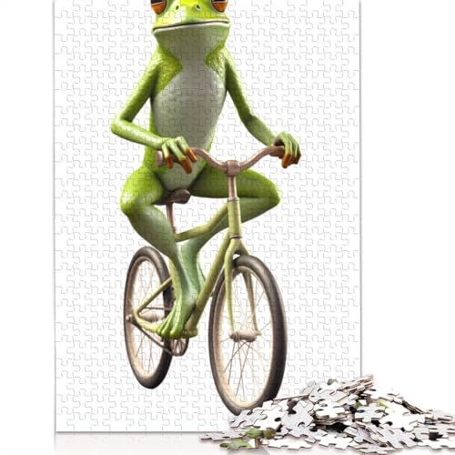 Frosch-Radfahren-Puzzle, DIY-Spiel, rechteckiges Papierpuzzle für Jungen oder Mädchen, Geburtstagsgeschenk, 1000 Teile (26 x 38 cm) von QBIREX