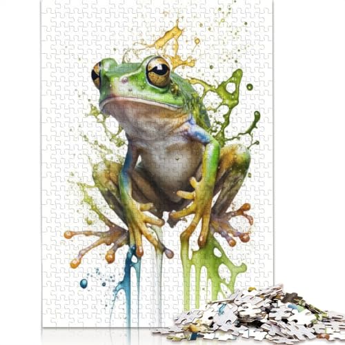 Frosch in Aquarell, Puzzle für Erwachsene, Lernspiele, Puzzle für Erwachsene und Kinder, 1000 Teile (75 x 50 cm) von QBIREX