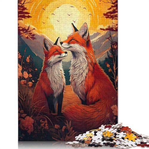 Fuchspaar-Sonnenuntergang-Puzzle, Denksportaufgabe, Premium-Karton-Puzzle für Kinder und Erwachsene ab 12 Jahren, 1000 Teile (75 x 50 cm) von QBIREX