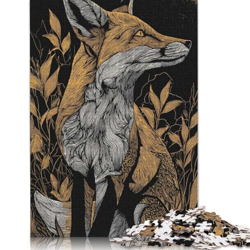 Fuchsporträt mit Laub, Puzzle für Erwachsene, 1000 Teile, Puzzle für Erwachsene und Teenager, Familienspiel, 1000 Teile (75 x 50 cm) von QBIREX