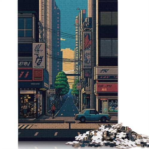 Fukuoka City Pixel Art Puzzle, 100% recycelter Karton, 100% recycelter Karton, Puzzle für Jungen oder Mädchen, 1000 Teile (26 x 38 cm) von QBIREX