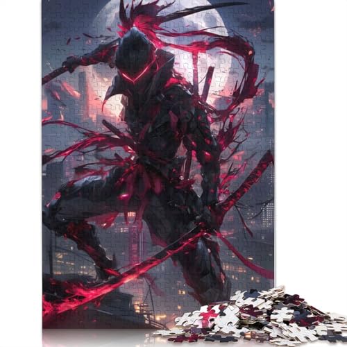 Fullmoon Red Ninja Puzzle für Erwachsene, 1500 Teile, Heimdekoration, ungewöhnliche Puzzles für Erwachsene, für Jungen oder Mädchen, 1500 Teile (85 x 57 cm) von QBIREX