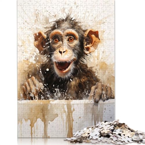 Funny Monkey in The Bath Puzzle 1000 Teile Schwer Puzzle Spielzeug Lernspiel Impossible Herausforderung Spielzeug Für Erwachsene Und Kinder Ab 12 Jahren 1000pcs (75x50cm) von QBIREX