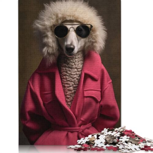 Funny Poodle Dog Puzzle 1000 Teile Schwer Puzzle Spielzeug Lernspiel Impossible Herausforderung Spielzeug Für Erwachsene Kinder 1000pcs (75x50cm) von QBIREX