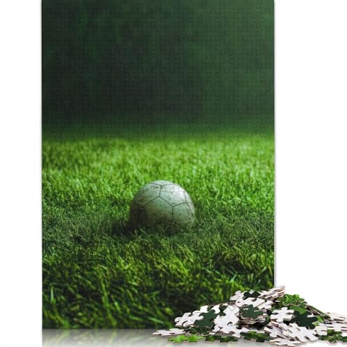 Fußball auf Gras Puzzle Dekompressionsspielzeug Rechteckiges Papierpuzzle für Kinder und Erwachsene ab 12 Jahren 1000 Teile (75 x 50 cm) von QBIREX