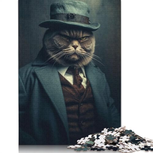Gangster Cat 2 Puzzle für Erwachsene, Premium-Puzzle aus 100% recyceltem Brett, schwierige Puzzles für Kinder ab 12 Jahren, 1500 Teile (85 x 57 cm) von QBIREX