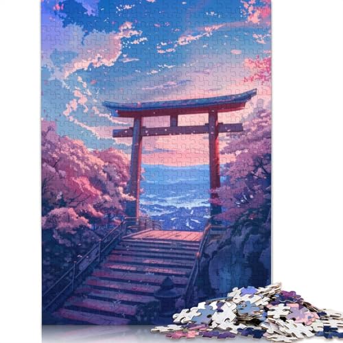 Gate Japan Painting Puzzle DIY Spiel Papier Rechteckiges Puzzle für Jungen oder Mädchen Geburtstagsgeschenk 1000 Teile (26x38cm) von QBIREX
