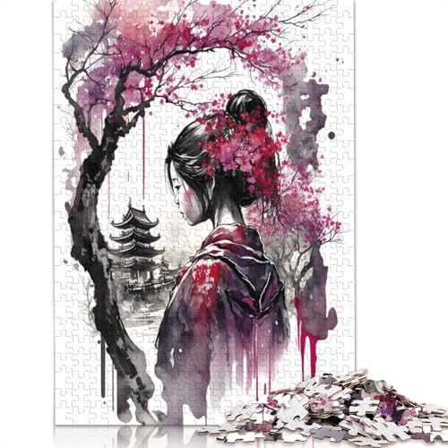 Geisha Cherry Blossom 2, Puzzlespielzeug für Erwachsene, Lernspiel, Puzzlespiele für Erwachsene für Frauen und Männer, 1500 Teile (85 x 57 cm) von QBIREX