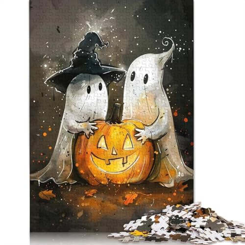 Geister-Kürbis-Halloween-Puzzle, Spielzeug, Lernspiel, Premium-Karton-Puzzle für Erwachsene und Kinder, 1000 Teile (75 x 50 cm) von QBIREX
