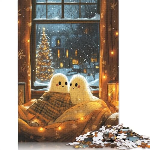 Geisterpaar auf Weihnachtspuzzle, Dekompressionsspielzeug, rechteckiges Papierpuzzle für Kinder und Erwachsene ab 12 Jahren, 1000 Teile (26 x 38 cm) von QBIREX
