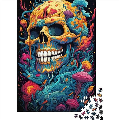 Gemälde von bunten Totenköpfen, Puzzle, Entspannungs-Herausforderung, Spielzeug, rechteckiges Papierpuzzle für Jungen oder Mädchen, 1000 Teile (75 x 50 cm) von QBIREX