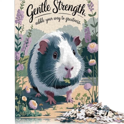 Gentle Strength Meerschweinchen-Kunstpapier-Puzzle, 1000 Teile, Puzzle für Erwachsene, Lernspiel, Herausforderungsspielzeug, 1000 Stück (75 x 50 cm) von QBIREX