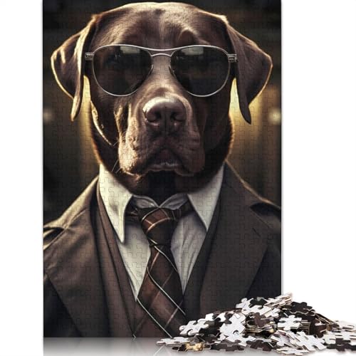 Gentleman Black Lab Puzzles 1000 Teile Schwer Puzzle Spielzeug Lernspiel Impossible Herausforderung Spielzeug Für Erwachsene Und Kinder Ab 12 Jahren 1000pcs (75x50cm) von QBIREX