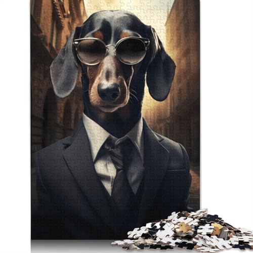 Gentleman Dachshund Puzzles 1000 Teile Schwer Puzzle Spielzeug Lernspiel Impossible Herausforderungsspielzeug Für Erwachsene Kinder 1000pcs (40x28cm) von QBIREX
