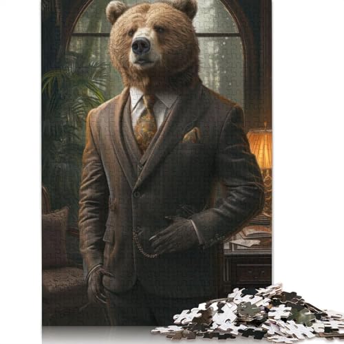 Gentleman Grizzly Puzzles für Erwachsene, 1000 herausfordernde und knifflige ungewöhnliche Puzzles für Kinder ab 12 Jahren, 1000 Teile (75 x 50 cm) von QBIREX