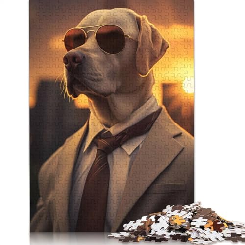 Gentleman White Labrador Puzzle 1000 Teile Schwer Puzzle Spielzeug Lernspiel Impossible Herausforderung Spielzeug Für Erwachsene Kinder 1000pcs (40x28cm) von QBIREX