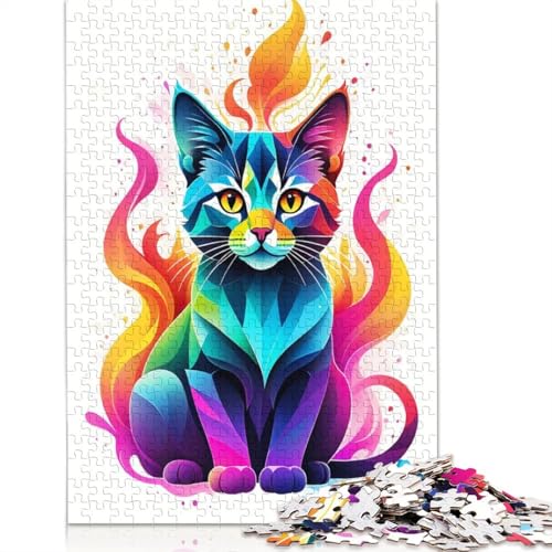 Geometric Color Cat Puzzles 1000 Teile Schwer Puzzle Spielzeug Lernspiel Impossible Herausforderung Spielzeug Für Erwachsene Und Kinder in Bewährter 1000pcs (40x28cm) von QBIREX