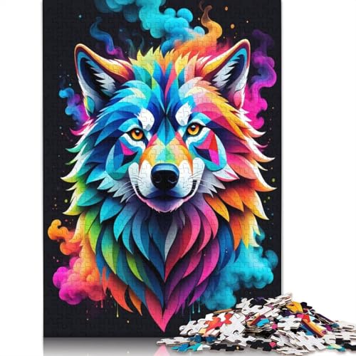 Geometric Color Wolf Puzzles 1000 Teile Schwer Puzzle Spielzeug Lernspiel Impossible Herausforderungsspielzeug Für Erwachsene Kinder 1000pcs (75x50cm) von QBIREX
