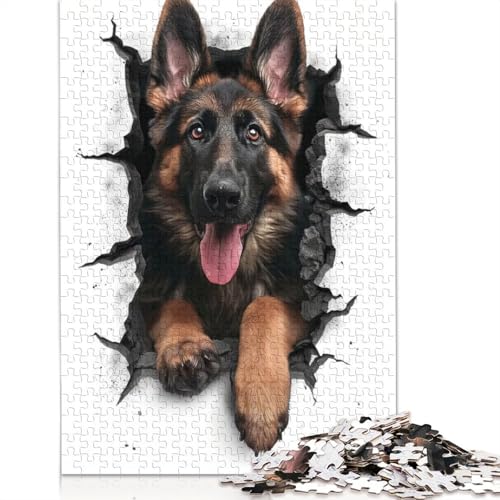 German Shepherd Dog Puzzle 520 Teile Schwer Puzzle Spielzeug Lernspiel Impossible Herausforderung Spielzeug Für Erwachsene Kinder 520pcs (52x38cm) von QBIREX